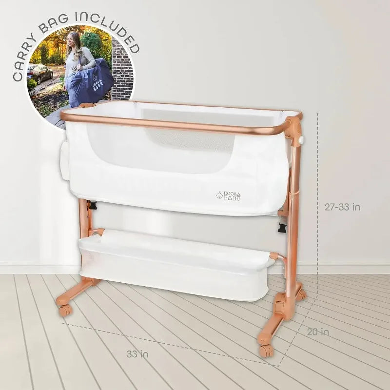 Discount Baby Bassinet, Easy Folding Portable Crib with Storage Basket for born, Bedside Bassinet, (Bassinet) (White & Gold)