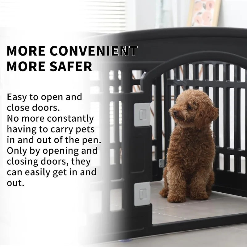 Pet Playpen Foldable Gate for Dogs Heavy Plastic Puppy Exercise Pen Indoor Outdoor Small Pets Fence Puppies Folding Cage 6 Panel