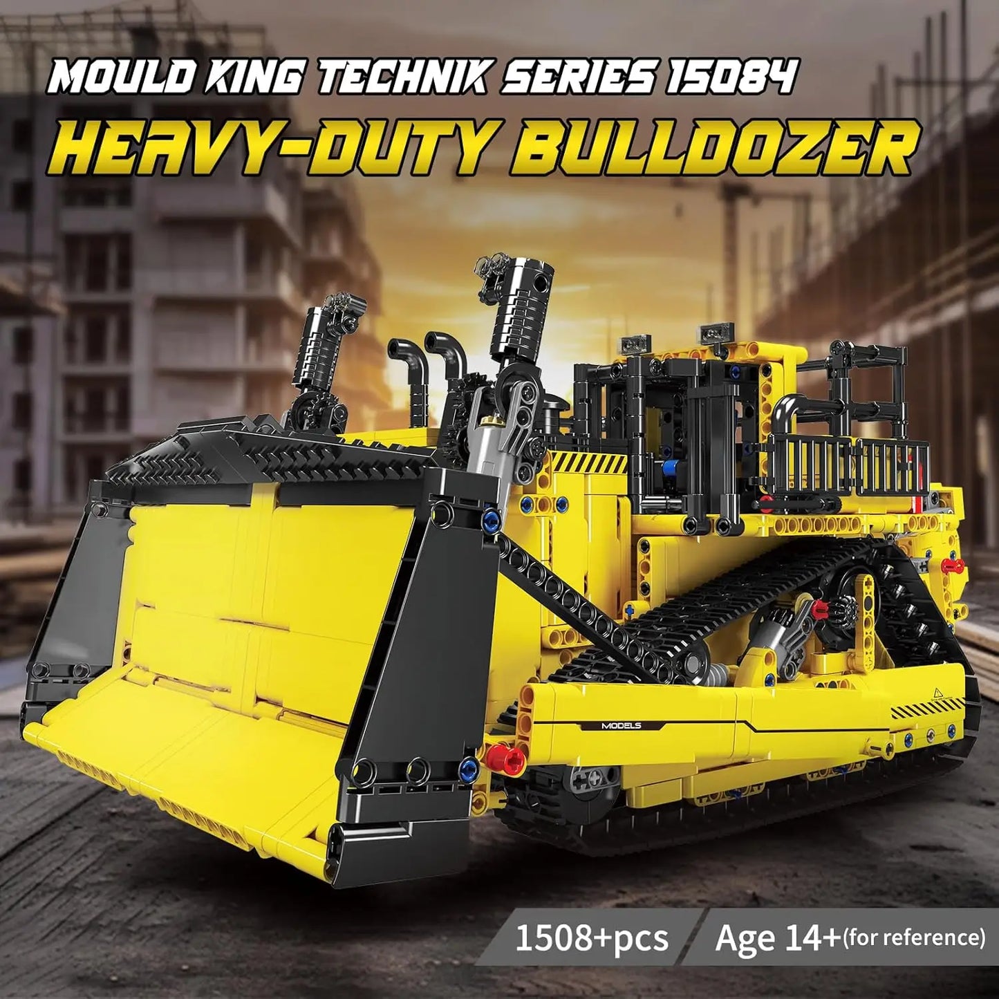 MOULD KING 15084 Technical Remote Control Engineering Truck Vehicle Toys Electric Bulldozer Building Blocks Toys Set for Adults