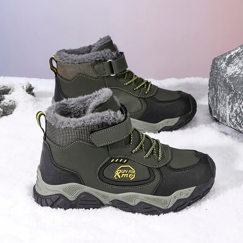 Children's Thick soled Mountaineering Shoes Thick soled Boys' Velvet Warm Thick soled Comfortable Autumn/Winter New Short Boots