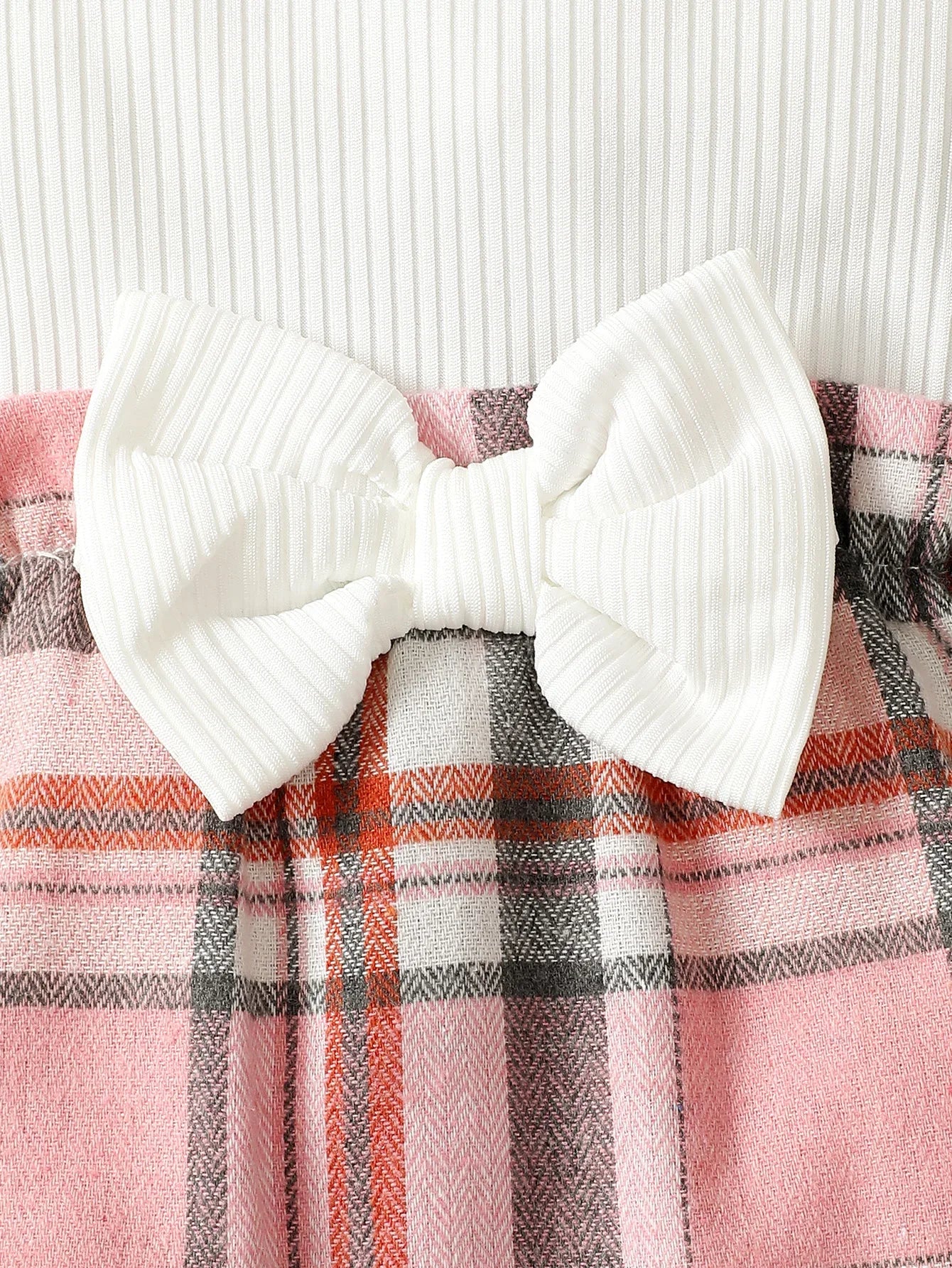 0-18 Months Baby Girl Spring Autumn Outfit Pink Checkered Flying Sleeve Long Sleeve Jumpsuit + Headband