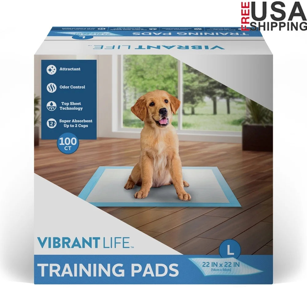 Large Puppy Training Pads 22x22 Inches 100 Count Super Absorbent Odor Control Disposable Pet Pads with Attractant Top Sheet