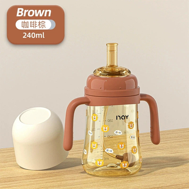 PPSU baby bottle, baby straw, detached milk bottle, anti drop and anti bloating suction nozzle, straw ball, water cup