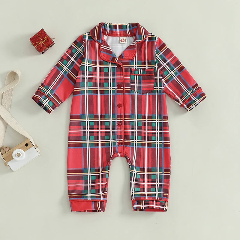 Christmas Deer Patterned Long Sleeve Crew Neck Baby Romper Jumpsuit for Boys and Girls Festive Elk Print Outfit