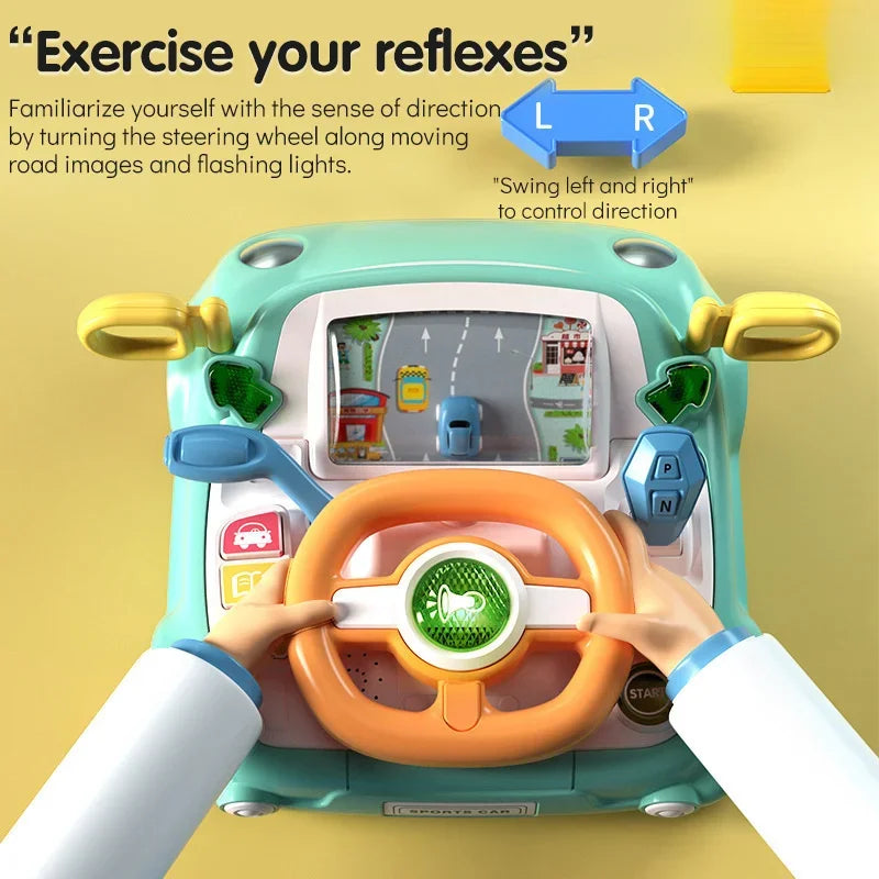 Baby Car Toy Light Musical Steering Wheel Toy Interactive Simulation Drving Toys Car Seat Sensory Toy Develops Fine Motor Skills