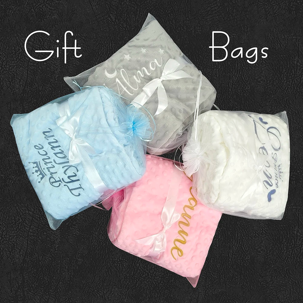 Personalized Baby Blanket with Name for Newborn Boys and Girls Custom Minky Fleece Toddler Crib Stroller Blanket Birthday Gift