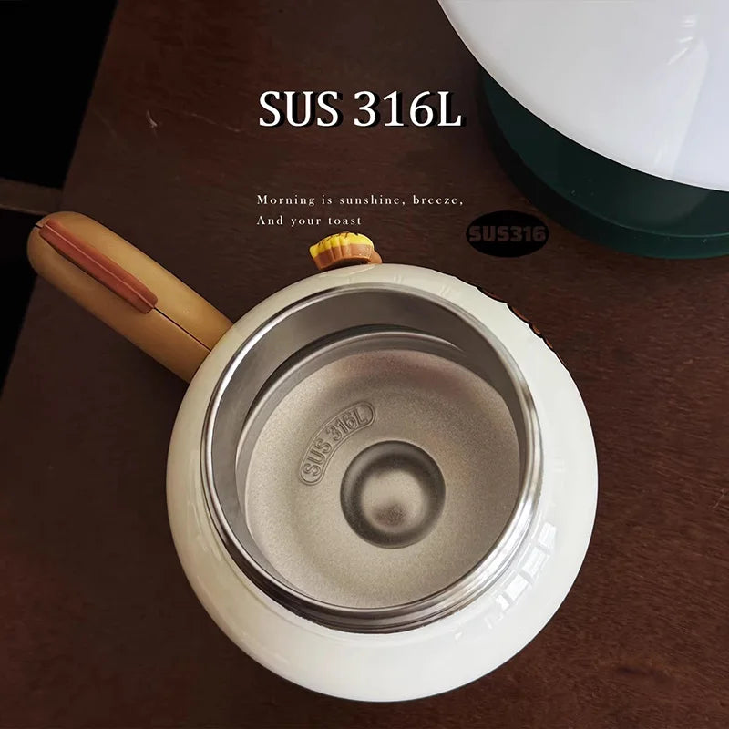 Cute Thermos Bottle With Handle Girls Straw Water Cup Desktop 316 Stainless Steel Tea Water Separation Insulated Cup Tumbler