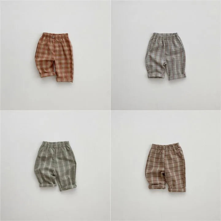 Kid Boy New Fashion Plaid Pants Simple Comfortable Trousers Toddler Boy Striped Cotton Wide Leg Pants All-match Pants