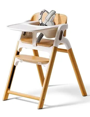 dinerpal wooden high chair for babies, toddlers & adults up to 308 lbs, convertible baby highchair with food-grade tray, dishwa