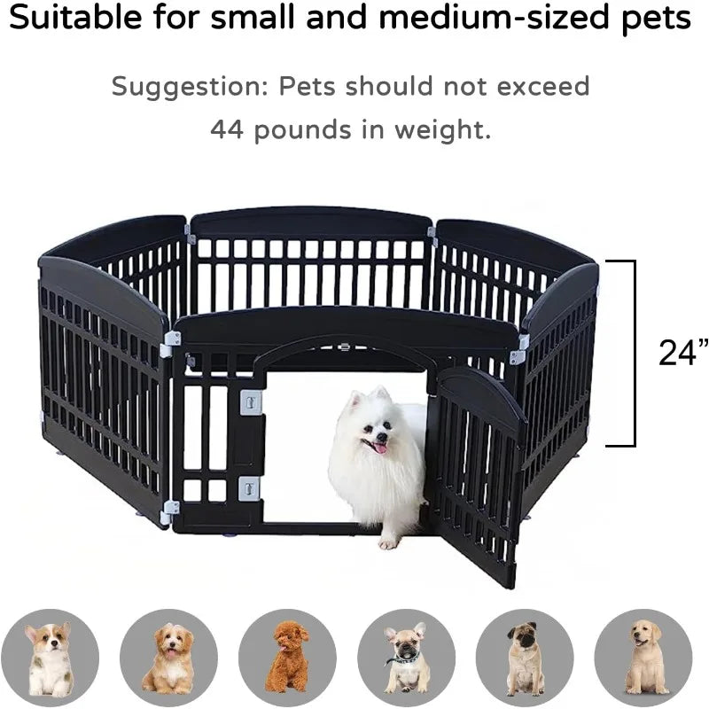 Pet Playpen Foldable Gate for Dogs Heavy Plastic Puppy Exercise Pen Indoor Outdoor Small Pets Fence Puppies Folding Cage 6 Panel