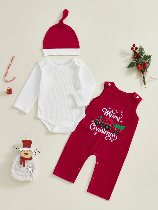 Toddler Boy Winter Outfit Plaid Shirt Suspender Pants Bowtie Set Gentleman Clothes 3 Piece Suit for Christmas Party