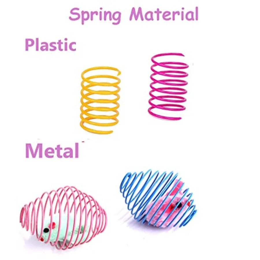 18 Pack Assorted Cat Metal Spring Ba Stretchable Large Cat Spiral Toy Crinkle Ba Interactive Kitten Rolling Coils Spring Inside
