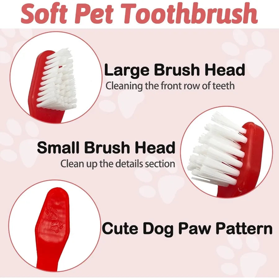 100Pcs Dog Toothbrush Dual Headed Puppy Tooth Brushing Kit with Long Handle Soft Grooming Pet Dental Brushes Convenient Double