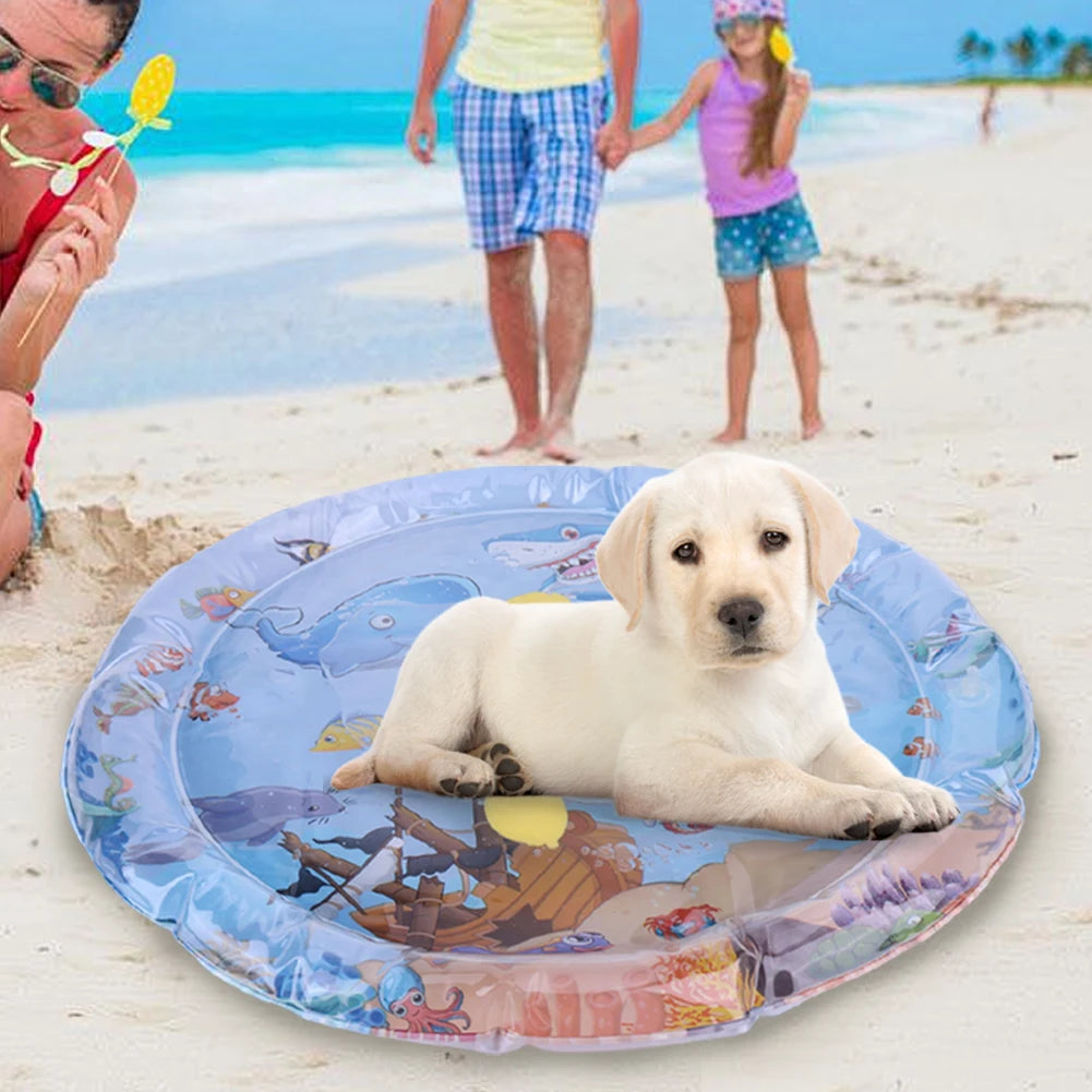 Extra Thick Aqua Interactive Cat Play Mat Cat Toys Bored Pet Animals Cat Kicker Toys Self Play Mat for Running Water Fun