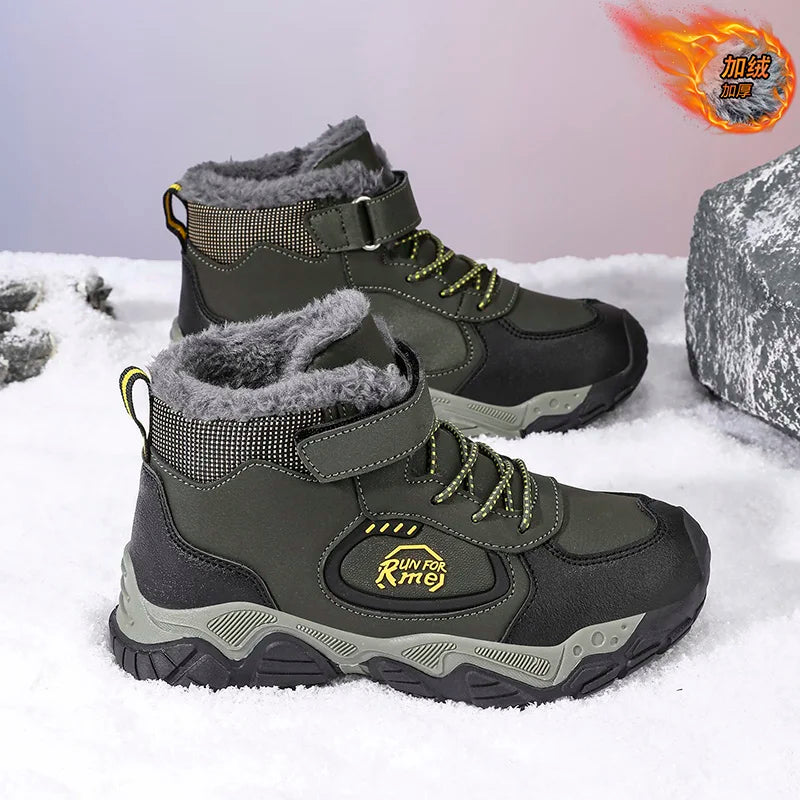Children's Thick soled Mountaineering Shoes Thick soled Boys' Velvet Warm Thick soled Comfortable Autumn/Winter New Short Boots