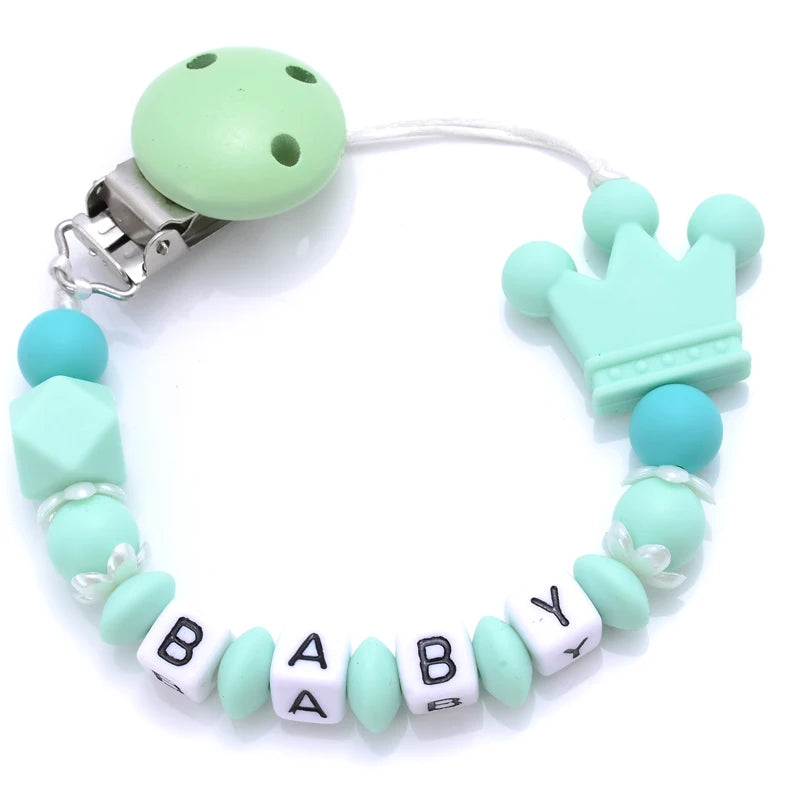 Baby Personalized Name Pacifier Clips Silicone Pacifier Chains Handmade Toddler Teether Teething Chain Nipple Clip Chew Toys