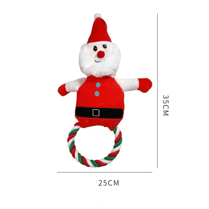 Pet Christmas Series Plush Dog Toys Santa Claus Elk Snowman Shape Colorful Toys Interactive Bite Toys