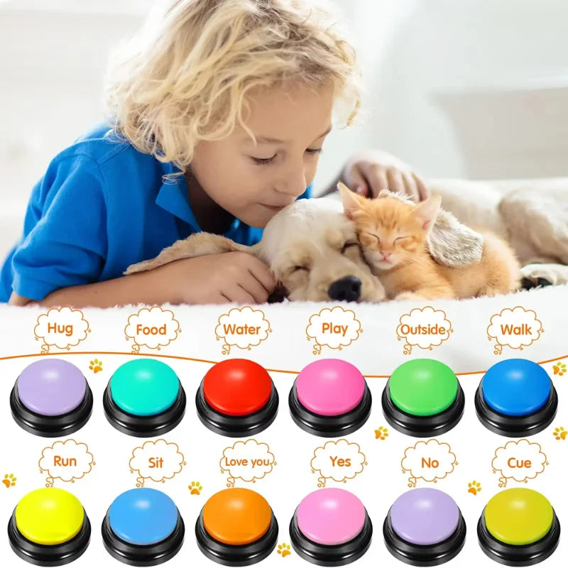 Dog Cat Communication Buttons Voice Recording Button for Pet Training Buzzer 30 Second Record Playback Interactive Pet Toys