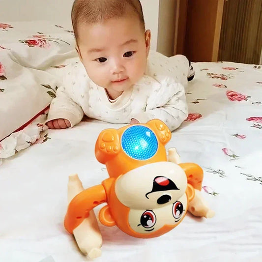 Baby Crawling Toys Musical monkey Infant Moving fliping Dancing Toys with Light Toddler Interactive Development Tummy Time Gift