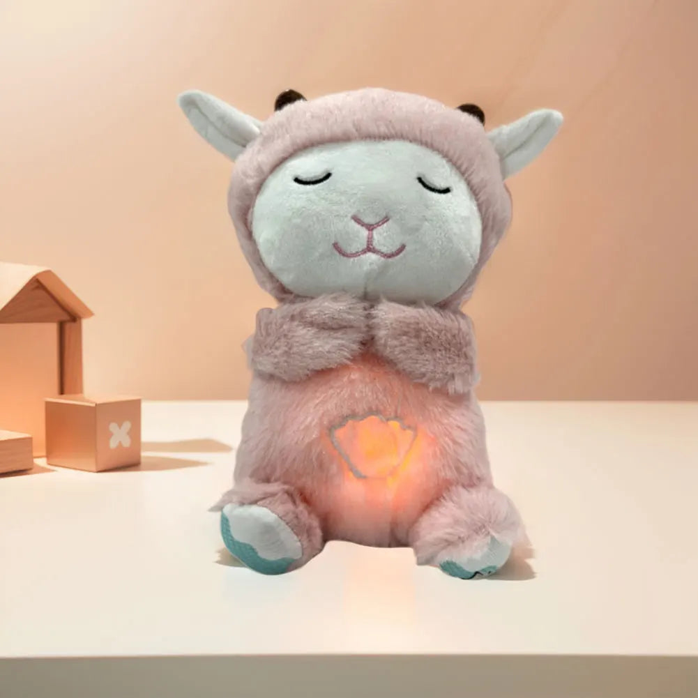 Cute Animal Sleeping Music Toy with Music Lights Rhythmic Breathing Motion Baby Sleep Soother Musical Baby Toy for Newborns