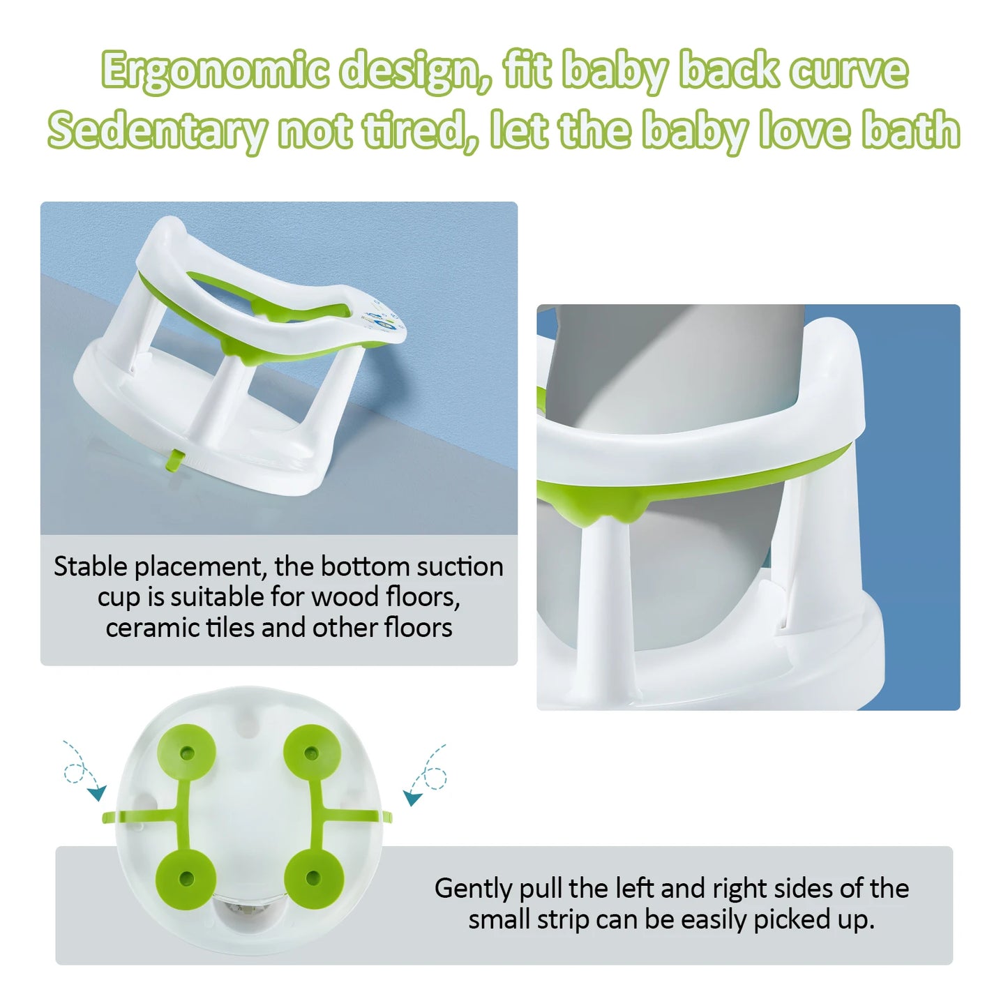 Baby Bath Seat Chair, Newborn Shower Seat Bathtub Seat Cushion Children's Wrap-Around Shower Chair for 6 Months&Up