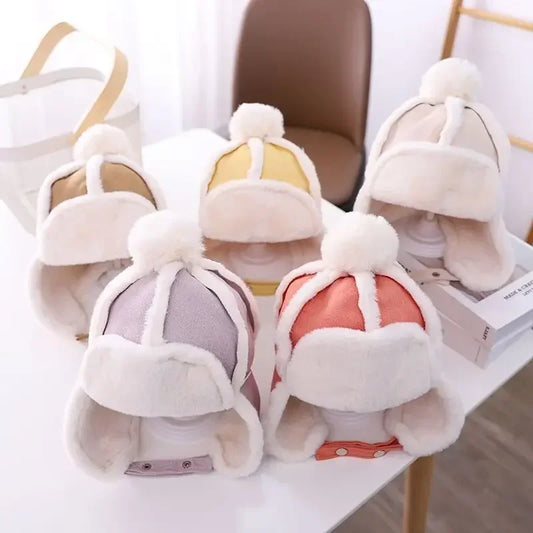 Baby Toddler Winter Ushanka LeiFeng Hat Cute Pompom Earflap Warm Outdoor Ear Protection Kids Cap