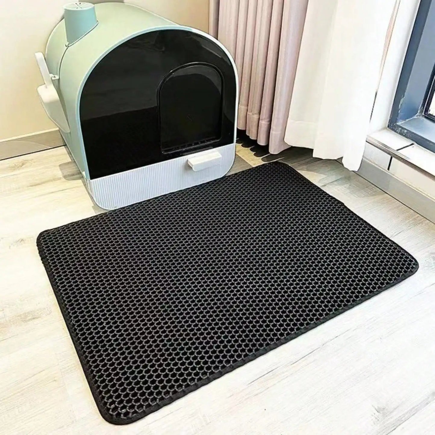 Cat Litter Mat Black Litter Trapping Mat, Non Slip Waterproof Urine Proof Cat Litter Box Mat, Indoor Box Supplies And Essentials