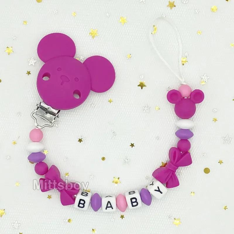 Free Handmade Personalized Name Baby Pacifier Clips Chains Silicone Beads Teether Teething Toys Dummy Holder Pacifier Chain Gift