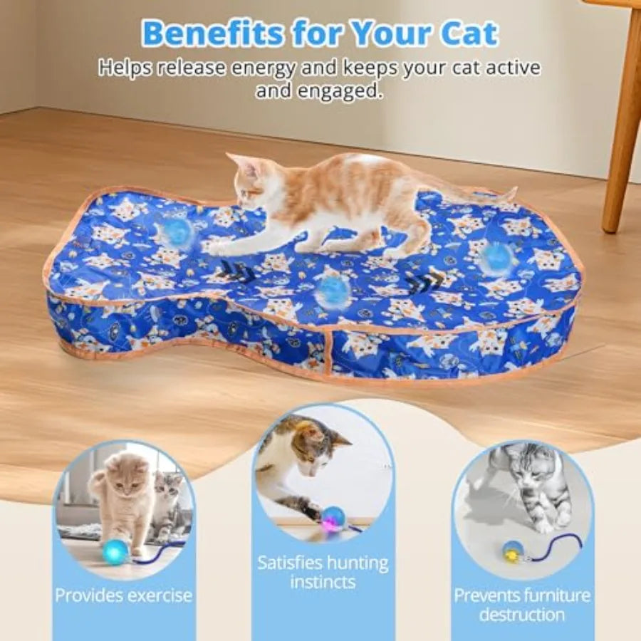 Interactive Cat Toy for Indoor Cats Hide and Seek Cat Toy Cat Play Mat Automatic  Activated Cat Enrichment Toys Electric SelfMo