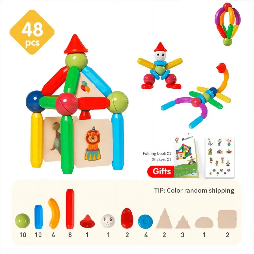 Romboss 10/26/48/78/101/136pcs Magnetic Constructor Building Blocks Toys Children Magic Magnet Stick Rod Montessori Toy Gifts