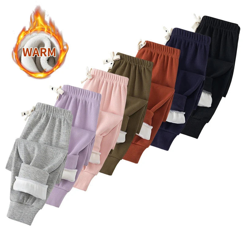 Autumn And Winter Children's 7-color Casual Sports Sweatpants Versatile For Boys And Girls With Thick Fleece And Haren Pants