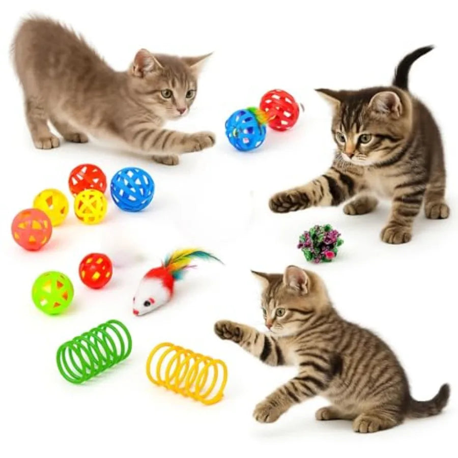 Cat Tunnel Toy Set for Indoor Cats 20 Pcs Collapsible Cat Tunnels Tubes Interactive Feather Wand Ba Toys for Kittend Large Adul