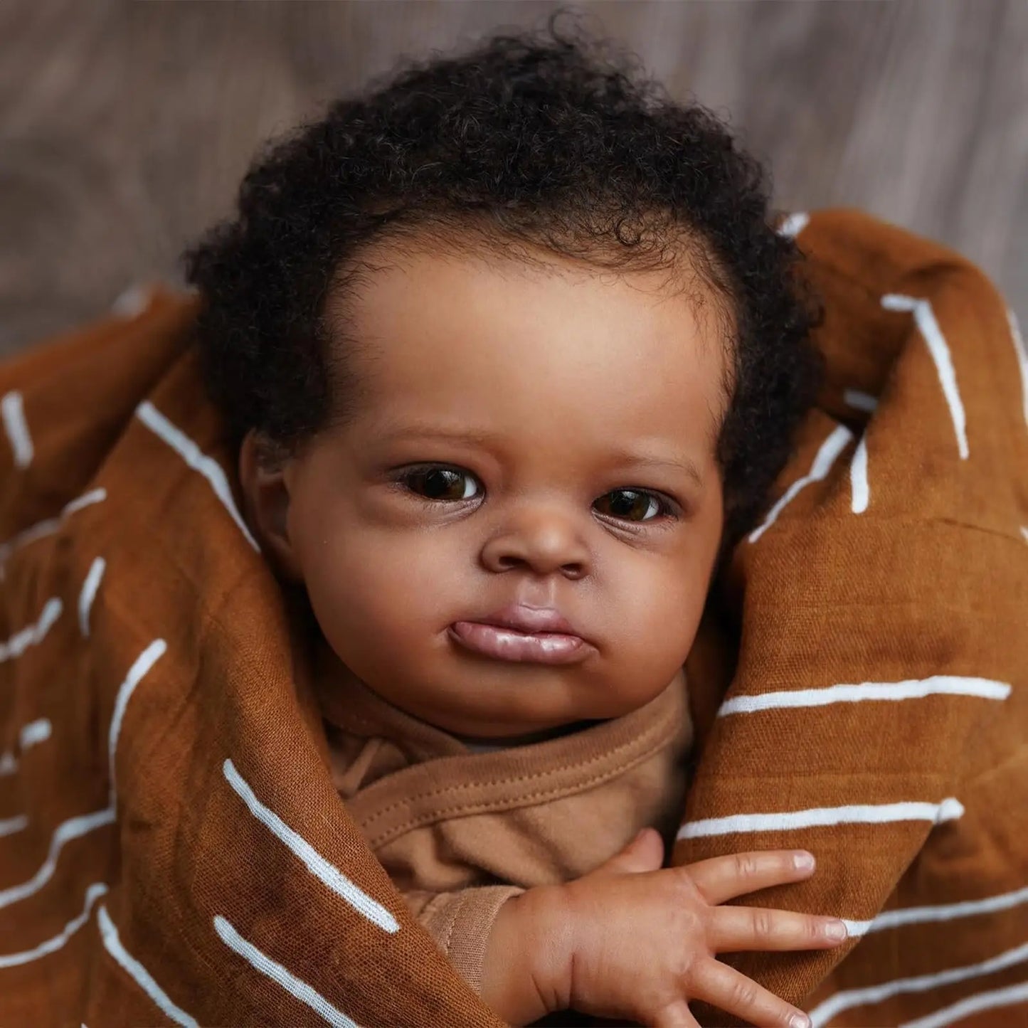 Risbecko 20 Inch Lifelike Black Reborn Baby Doll - African American Soft Cloth Body Doll - Birthday Gift/Christmas Gift