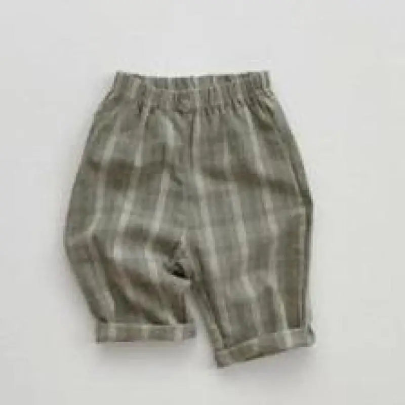 Kid Boy New Fashion Plaid Pants Simple Comfortable Trousers Toddler Boy Striped Cotton Wide Leg Pants All-match Pants