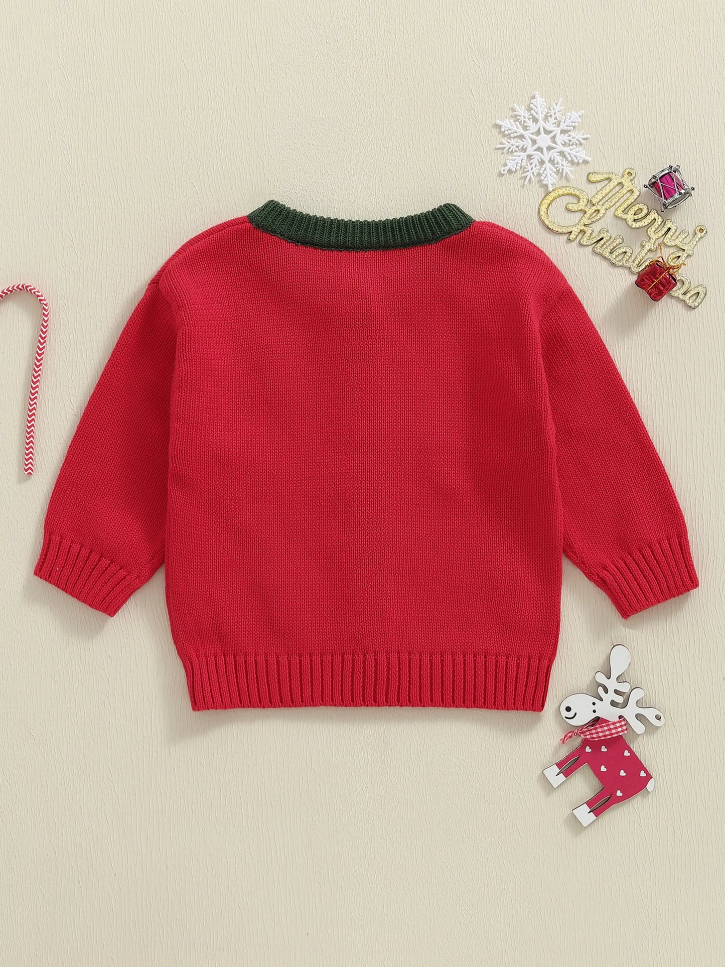 Infant Toddler Christmas Reindeer Knit Cardigan Sweater Long Sleeve Button Down Winter Clothes for Boys Girls with Festive