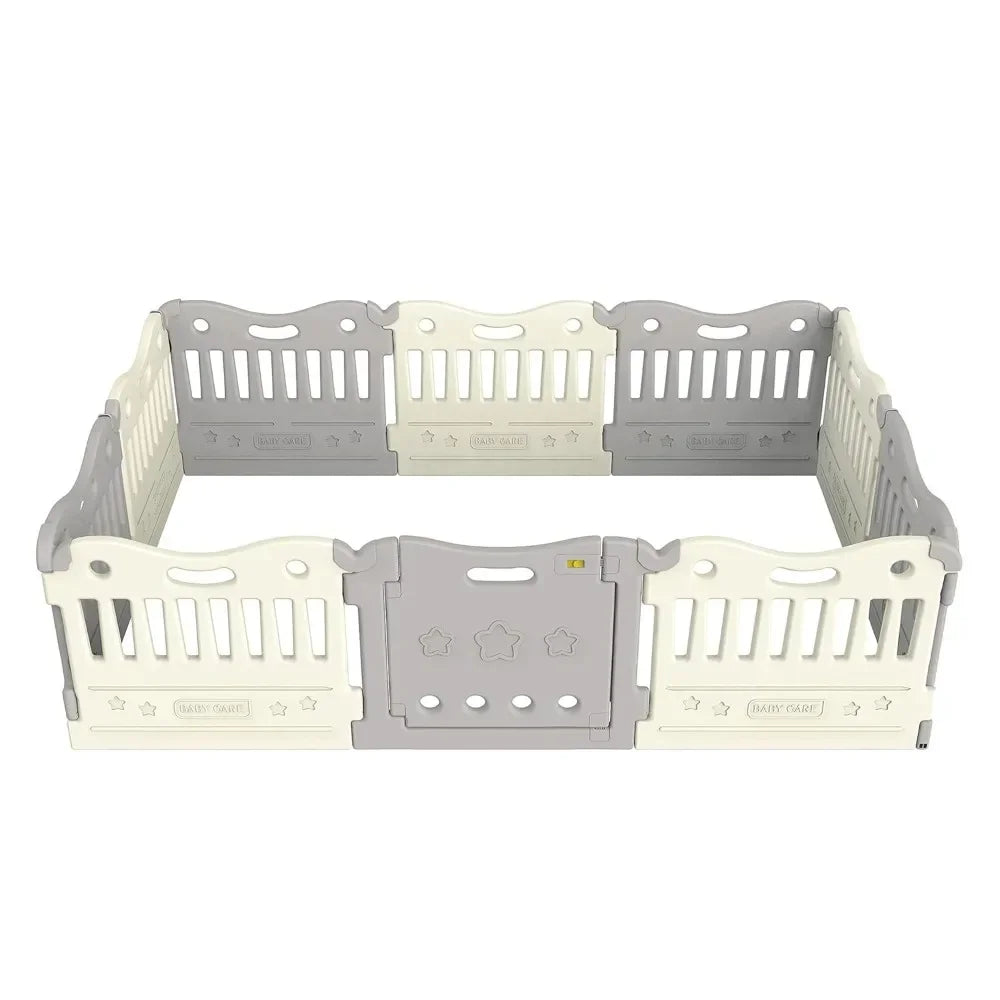 home.Sell like hot cakes Play Pen - Extra Large Baby Play Yard - Play Pen for Baby - Safe with Double Locking (Grey, Full Set)