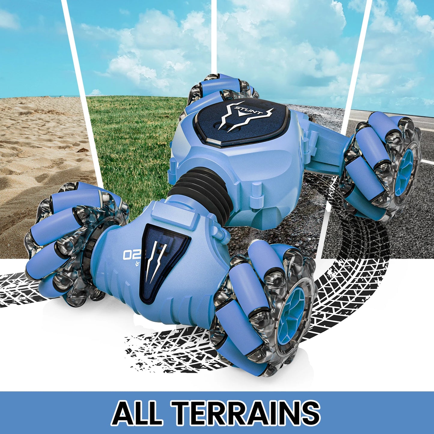 Remote Control Cars with Lights&Quick Hand Control , 2.4GHz 4WD Gesture Sensing, 360° Rotating Double Sided RC Stunt Car Toys