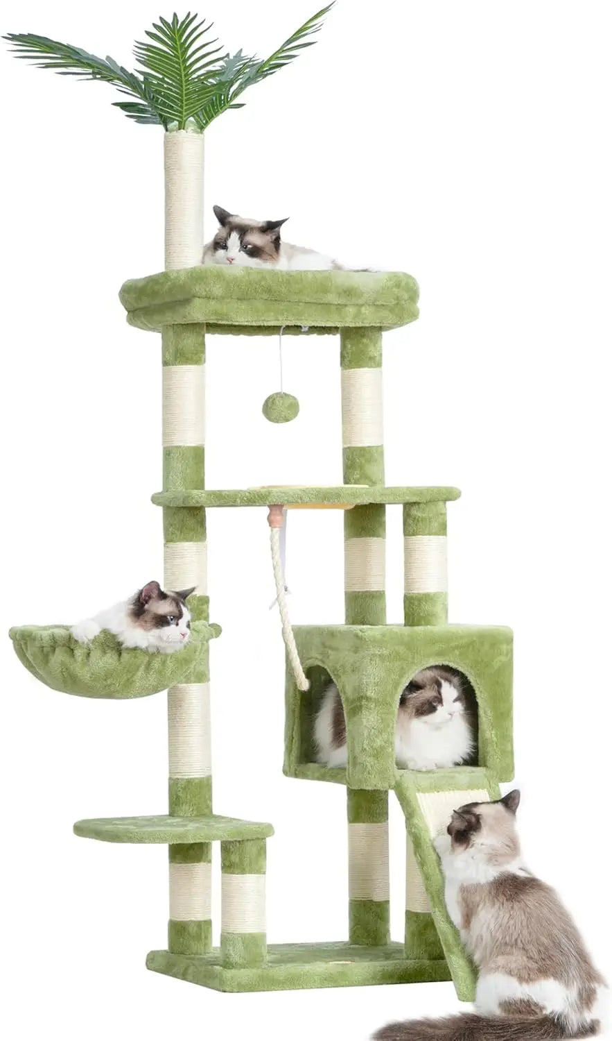Cat Tree,Cat Tower for Indoor Cats, 65.4 inches Cat Condo with Perches, Basket,Multi-Level Plush Furniture