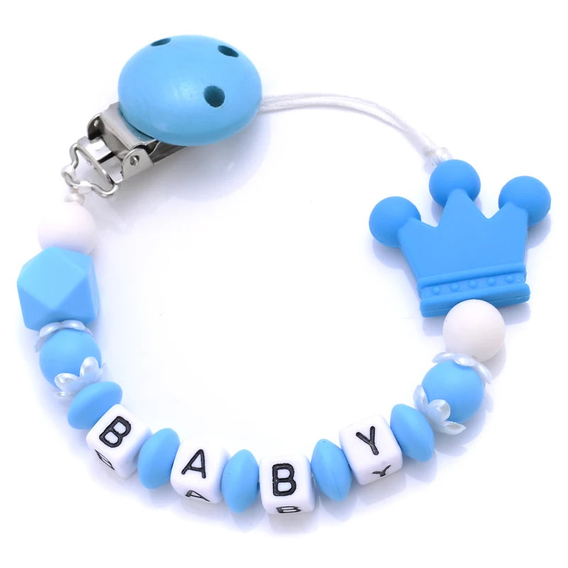 Baby Personalized Name Pacifier Clips Silicone Pacifier Chains Handmade Toddler Teether Teething Chain Nipple Clip Chew Toys