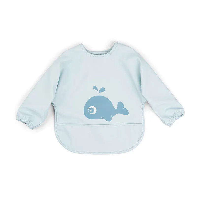 2025 New Baby Infant Eating Clothes PU Kids Smock Bib Long Sleeve Waterproof Oil-proof Food Pocket Easy To Clean