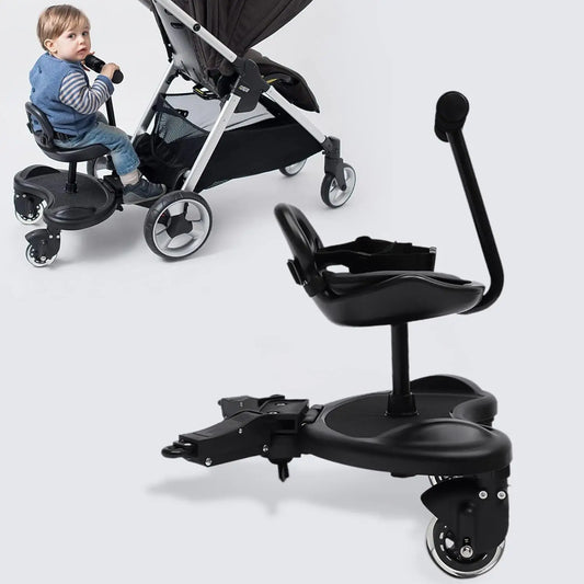 Universal Stroller Board, Non-Slip Stroller Standing Boar, Kid Board Buggy Wheeled Board w/Seat, Max Load 25kg