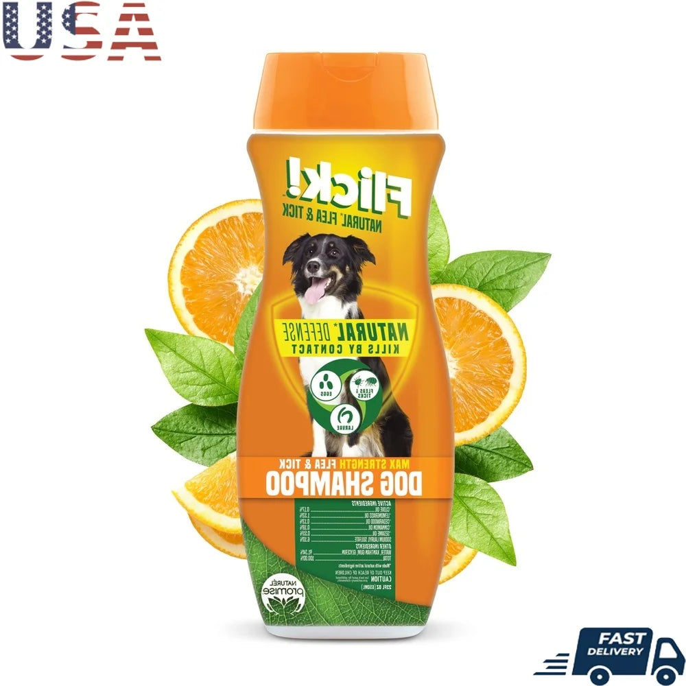Natural Flea Tick Shampoo Dogs Max Strength Essential Oils Kills Repels Fleas Ticks Mosquitoes Soap Free Cleansing Gentle Long