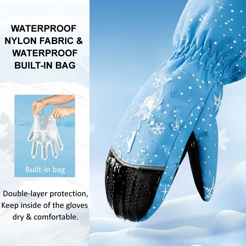 Kids Winter Skiing Gloves 3m Thinsulate Lining Waterproof Windproof Anti Slip Warm Mittens Boys Girls Outdoor Sports Snow Gloves