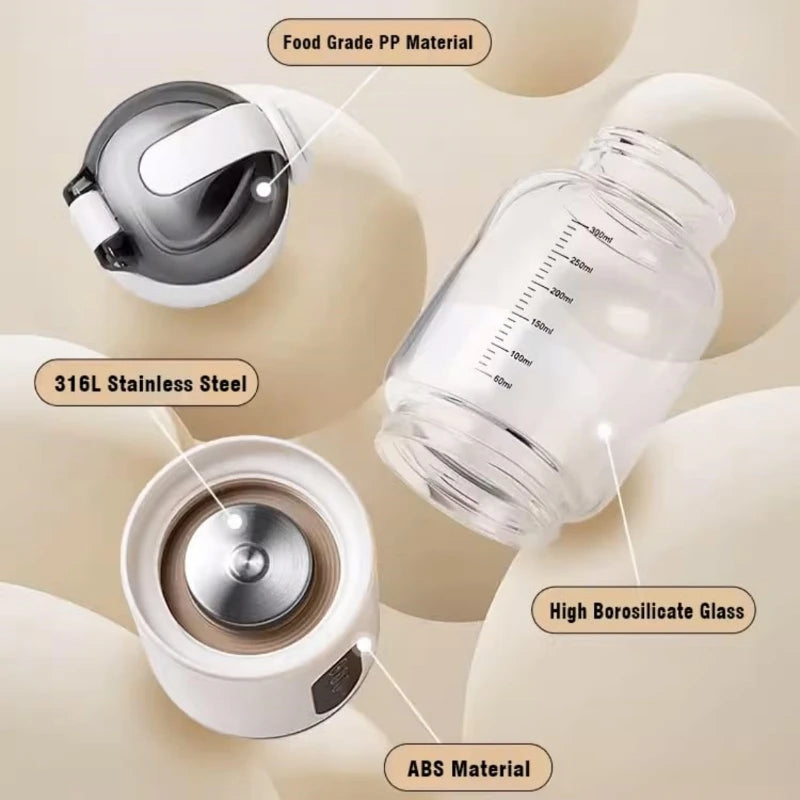 Wirless Electric Baby Bottle Heater For Milk USB Rechargeable +1/+1℃ Temperature Control & Display Portable Baby Bottle Warmer