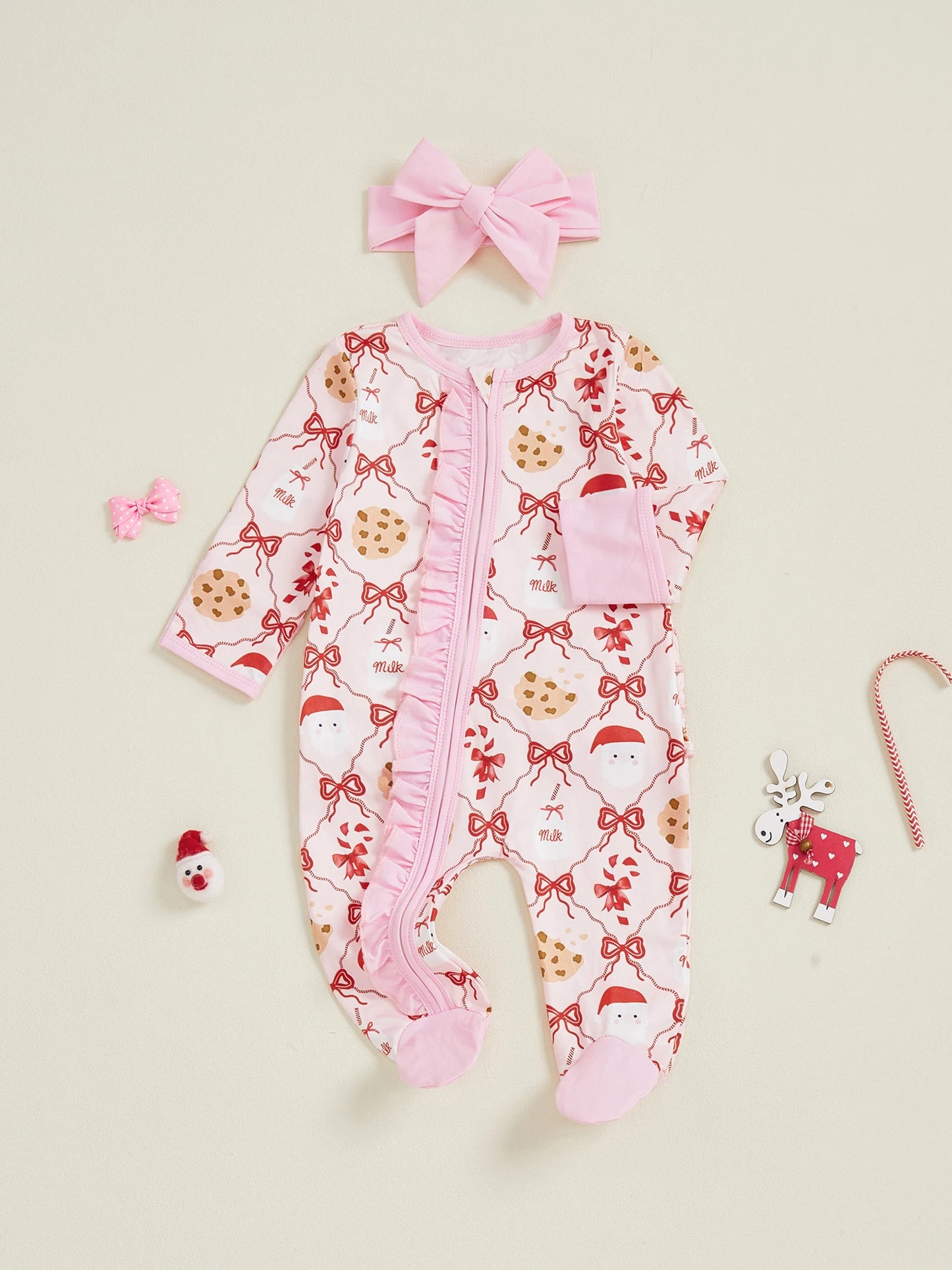 Infant Baby Boy Winter Snowflake Print Hooded Romper with Fleece Lining and Mittens Set for Christmas Celebrations