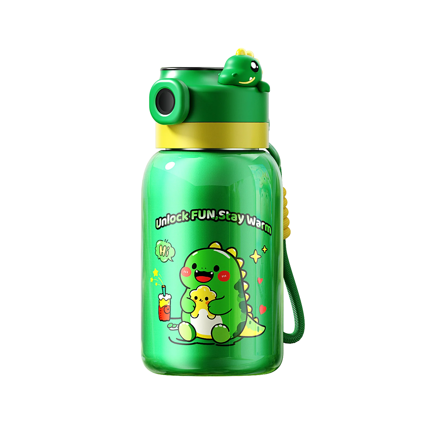 316 Stainless Steel Children's Fingerprint Embossed Insulated Water Bottle Stylish Student Portable Design Dual-Use Straw Cup