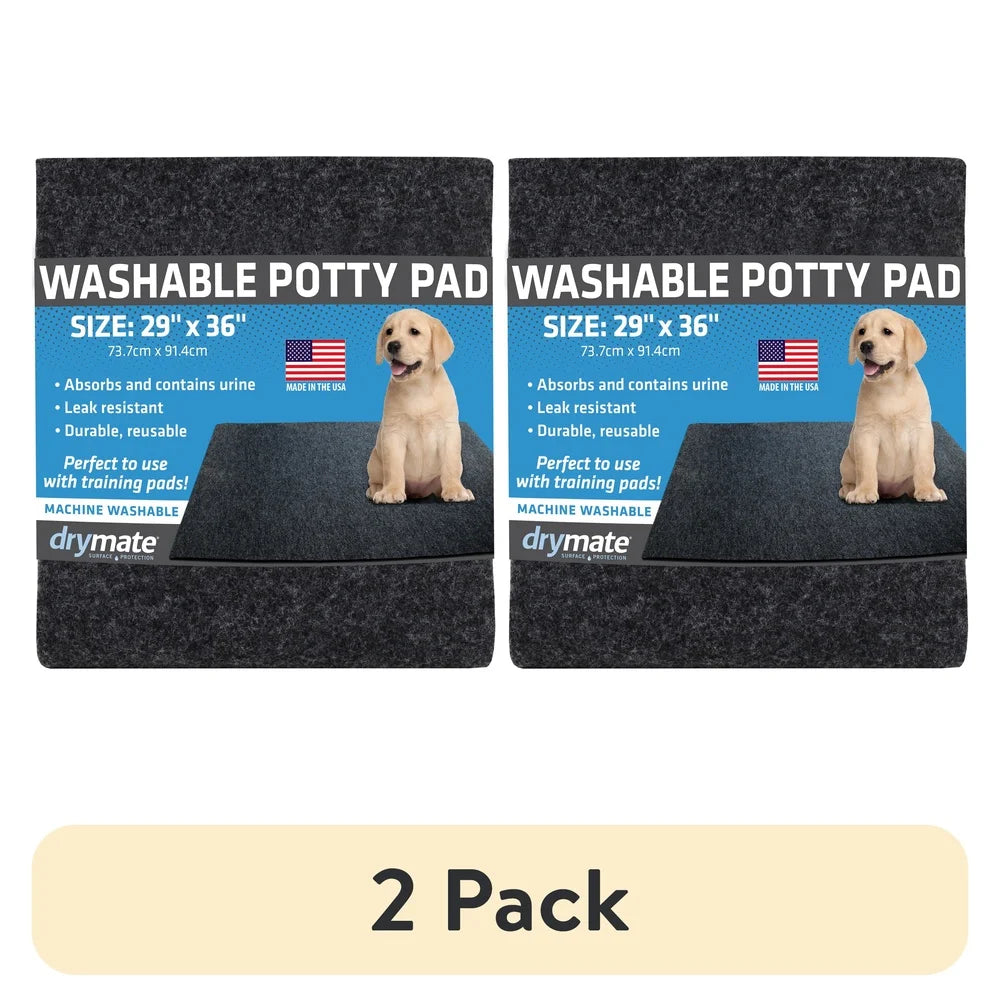 Washable Potty Pad Training Mat 2 Pack Waterproof Absorbent Slip Resistant Large Size Dogs Cats Reusable Incontinent Animals