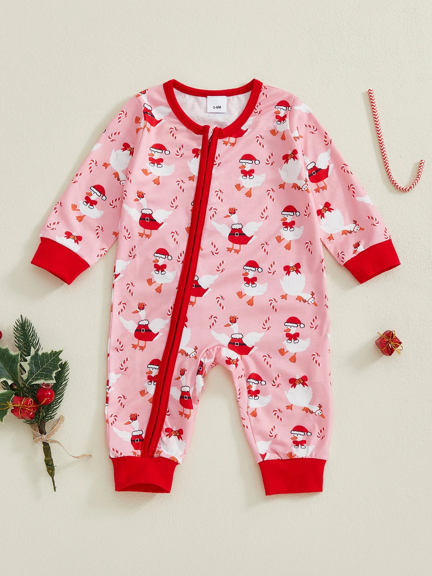 Toddler Christmas  Reindeer Snowflake Print Short Sleeve Round Neck Button Up Playsuit Pajamas for Baby Girl
