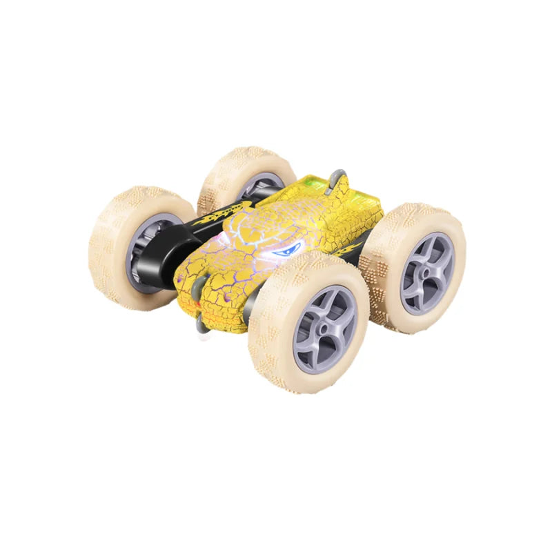 【local warehouse】Set of 2 new crack dinosaur remote control car, double side light with stunt, high speed reversible,toys for bo