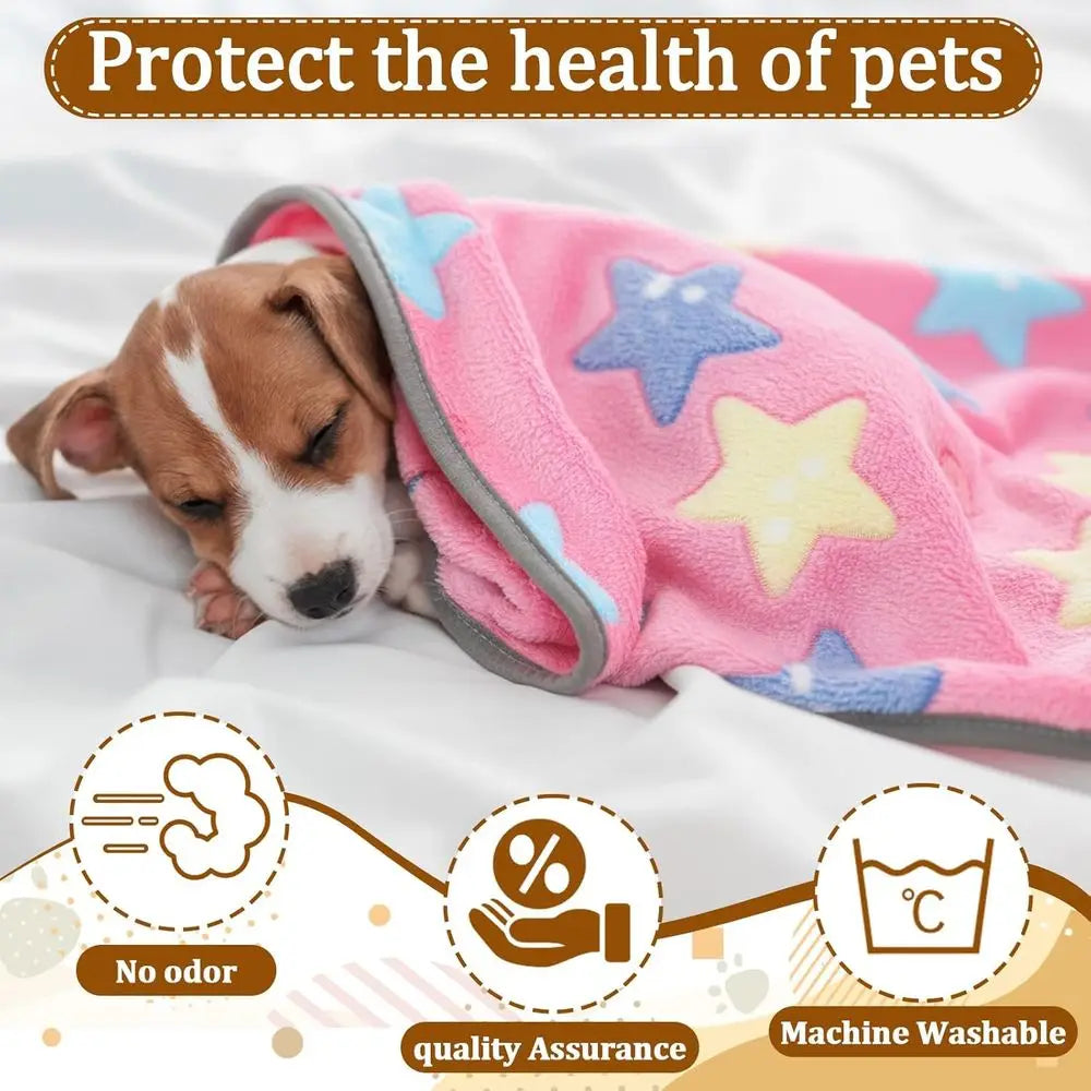 60 Pack Soft Flannel Christmas-Themed Fleece Blankets for Small Pets, Washable, 16x24